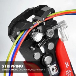 Kaiweets KWS-103 monitoiminen johdonkuorija ja puristin säädettävällä pysäyttimellä TPR-kahva