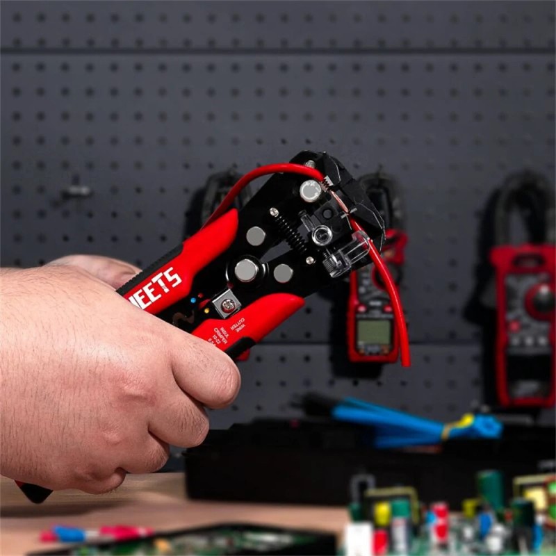 Kaiweets KWS-103 monitoiminen johdonkuorija ja puristin säädettävällä pysäyttimellä TPR-kahva