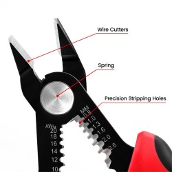 KAIWEETS KWS-102 6-tuuman uppopihdit kaksitoiminen johdonleikkuri kuorija 10–20 AWG ergonominen kahva