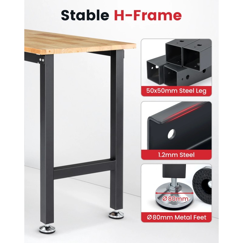 ENJOYWOOD 41 tuuman työpöytä kumipuukannella 1500 paunan kantavuus