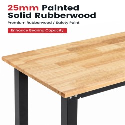 ENJOYWOOD 60 tuuman raskaan sarjan työpöytä kumipuinen kansi teräsrunko säädettävät jalat 1500 paunan kantavuus