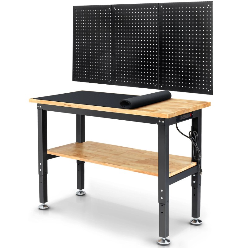 ENJOYWOOD WB0101-Plus 48 tuuman työpöytä reikälevyllä kumityynyllä säädettävä korkeus 2000 paunan kantavuus pistorasialla