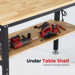 ENJOYWOOD WB0101-Plus 48 tuuman työpöytä reikälevyllä kumityynyllä säädettävä korkeus 2000 paunan kantavuus pistorasialla