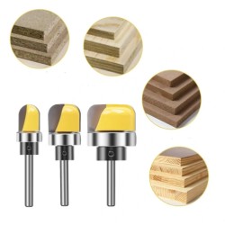 Kolmeosainen monikokoinen pyöreäkärkinen jyrsinteräsarja puulle kovametallilla ja laakerilla