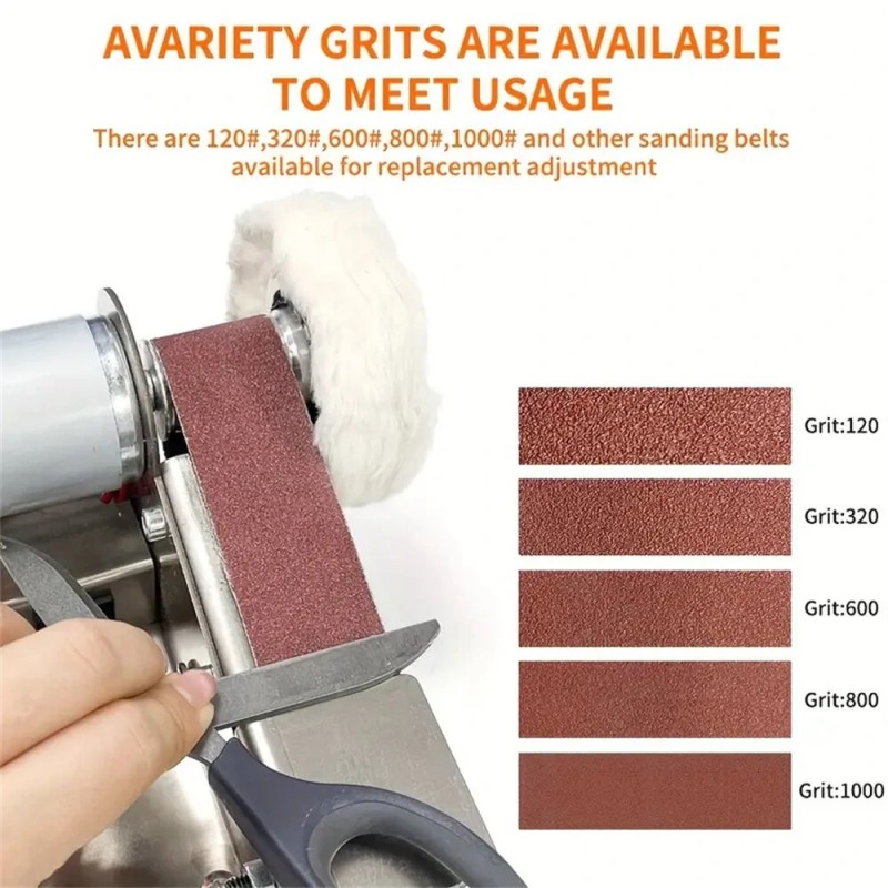 Pieni sähköinen hihnahiomakone ja veitsenteroitin kaksitoiminen säädettävällä nopeudella puu metallityöhön