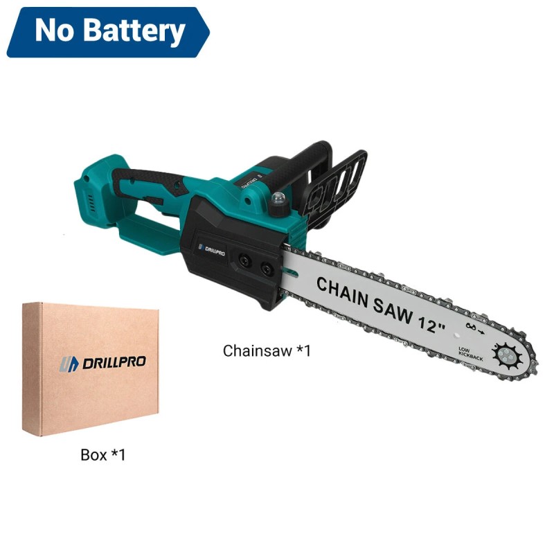Drillpro kahdentoista-tuumainen harjaton akkuketjusaha korkeatehoinen nopea kotikäyttöön puutarhan maisemointiin
