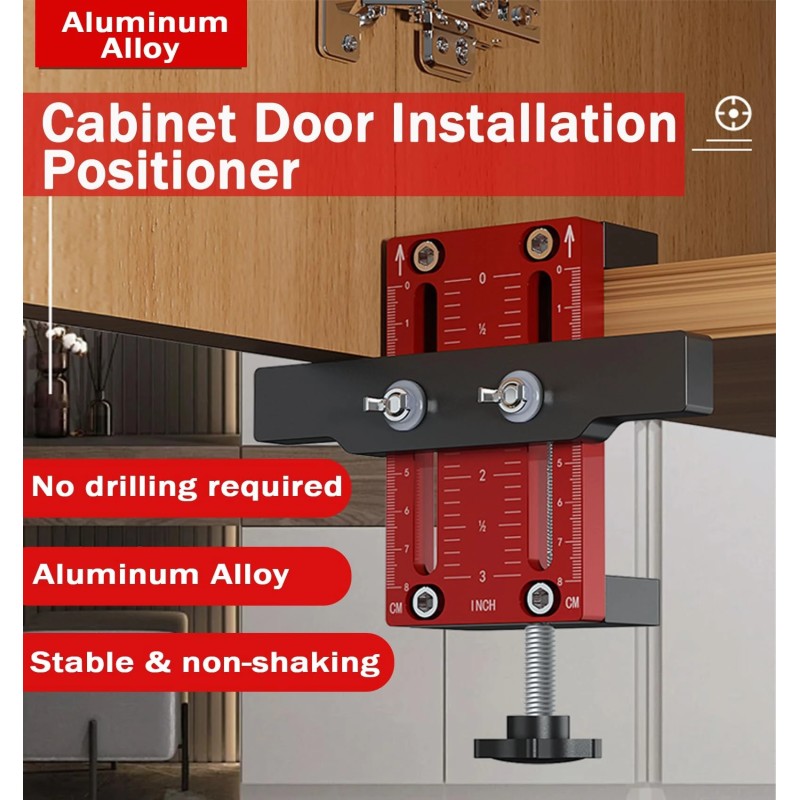 Kaapin oven asennusjigi alumiiniseos paikoitustyökalu kehyksellisiin ja kehyksettömiin kaappeihin 10–60 mm