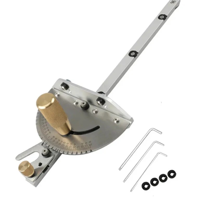 Wnew päivitetty pöytäsahan jiirimitta 27 kulmapysäytyksellä 450 mm ohjauskiskolla kääntyvällä rajoittimella