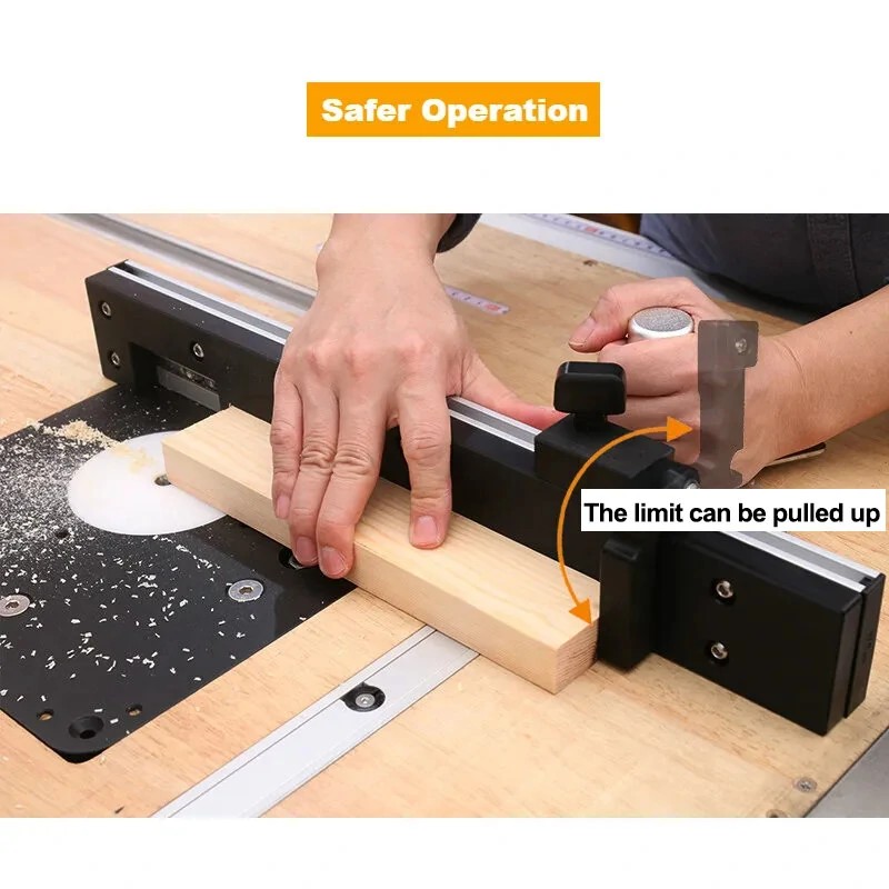 Wnew päivitetty pöytäsahan jiirimitta 27 kulmapysäytyksellä 450 mm ohjauskiskolla kääntyvällä rajoittimella