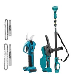 Harjaton kaksitoiminen sähkötyökalu sähkösakset ketjusaha teleskooppivarsi ja akunäyttö