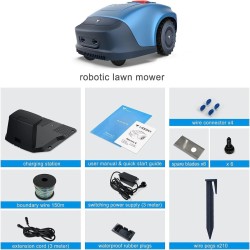 Robottiruohonleikkuri harjaton 3000 rpm säädettävä leikkuukorkeus 20–55 mm 19 cm leveys 4000 mAh litiumakku tekoälynavigointi