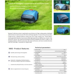 Robottiruohonleikkuri harjaton 3000 rpm säädettävä leikkuukorkeus 20–55 mm 19 cm leveys 4000 mAh litiumakku tekoälynavigointi