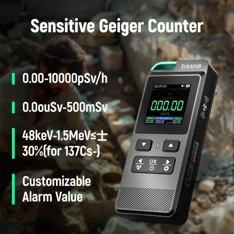 ERICKHILL EGF01 ydinsäteilyilmaisin Geiger-laskuri gammasäteet beetasäteet röntgenmittari kumulatiivinen annos hälytys