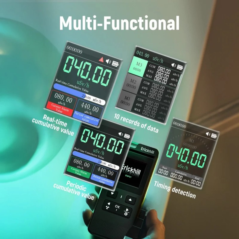 ERICKHILL EGF01 ydinsäteilyilmaisin Geiger-laskuri gammasäteet beetasäteet röntgenmittari kumulatiivinen annos hälytys