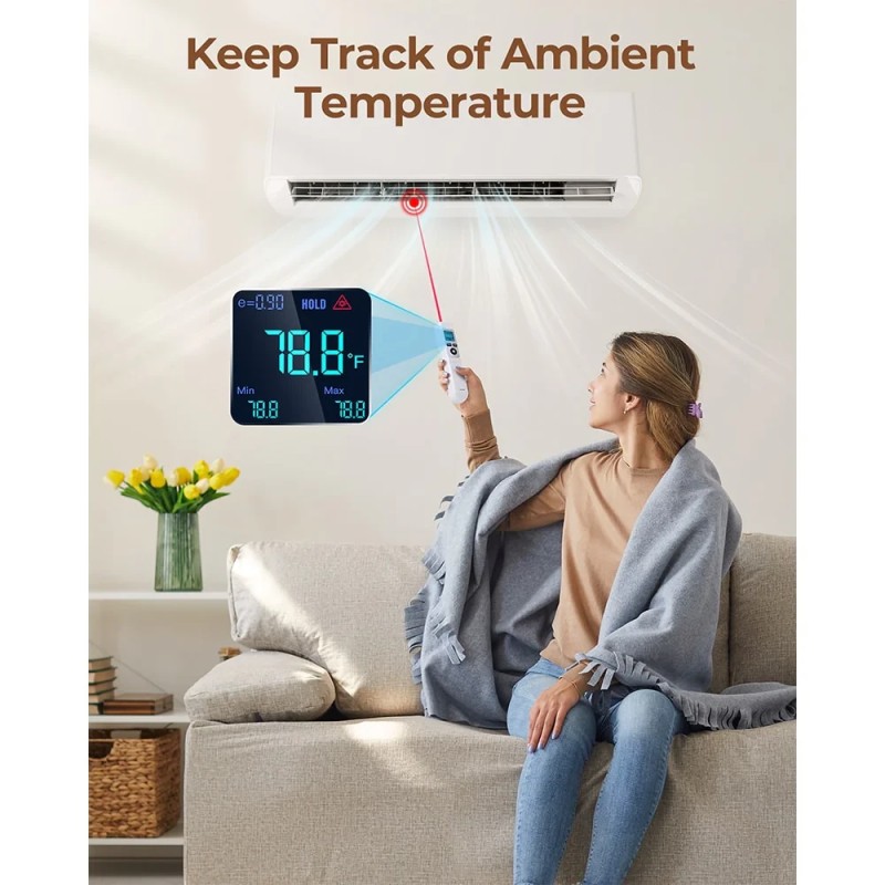 ERICKHILL ROOKPRO kaksitoiminen infrapunalämpömittari ja liha-anturi kosketukseton taittuva laaja lämpötila-alue nopea tarkka