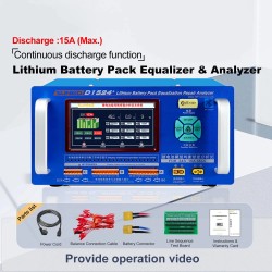 SUNKKO D1524+ 15A litiumakkujen tasaaja ja analysoija kosketusnäytöllä Bluetoothilla kaksoisjäähdytys