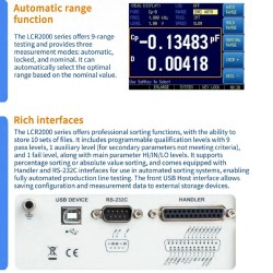 OWON LCR2000-sarja lcr-mittari 10–100 kHz testitaajuus 0,05% tarkkuus nopea mittaus USB RS232