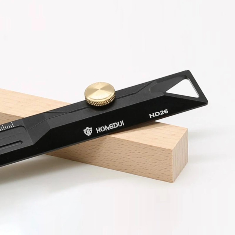 HONGDUI HD26 260 mm kaksoiskäyttöinen alumiiniseosviivain kaiverruskärjellä ulkohalkaisijan mittaus 150 mm asti