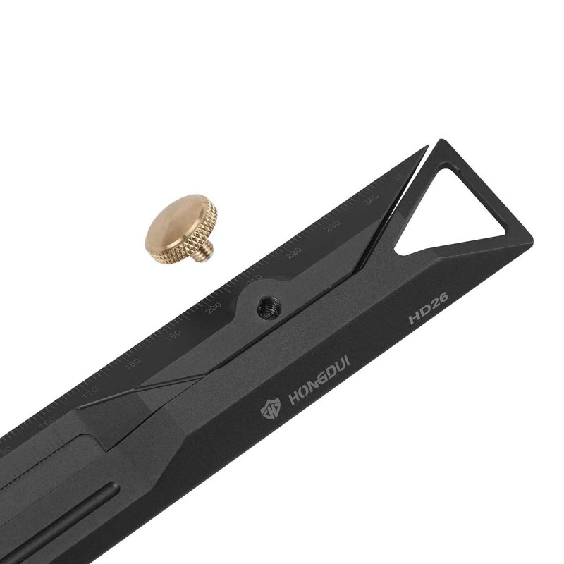 HONGDUI HD26 260 mm kaksoiskäyttöinen alumiiniseosviivain kaiverruskärjellä ulkohalkaisijan mittaus 150 mm asti