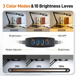 MUSTOOL 10X suurennuslasi led-valolla, jalustalla ja puristimella