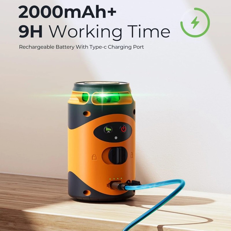 CIGMAN CM-505 vihreä 360-asteinen itsevaaittuva ristiviivalaseri ladattavalla akulla ja jalustolla