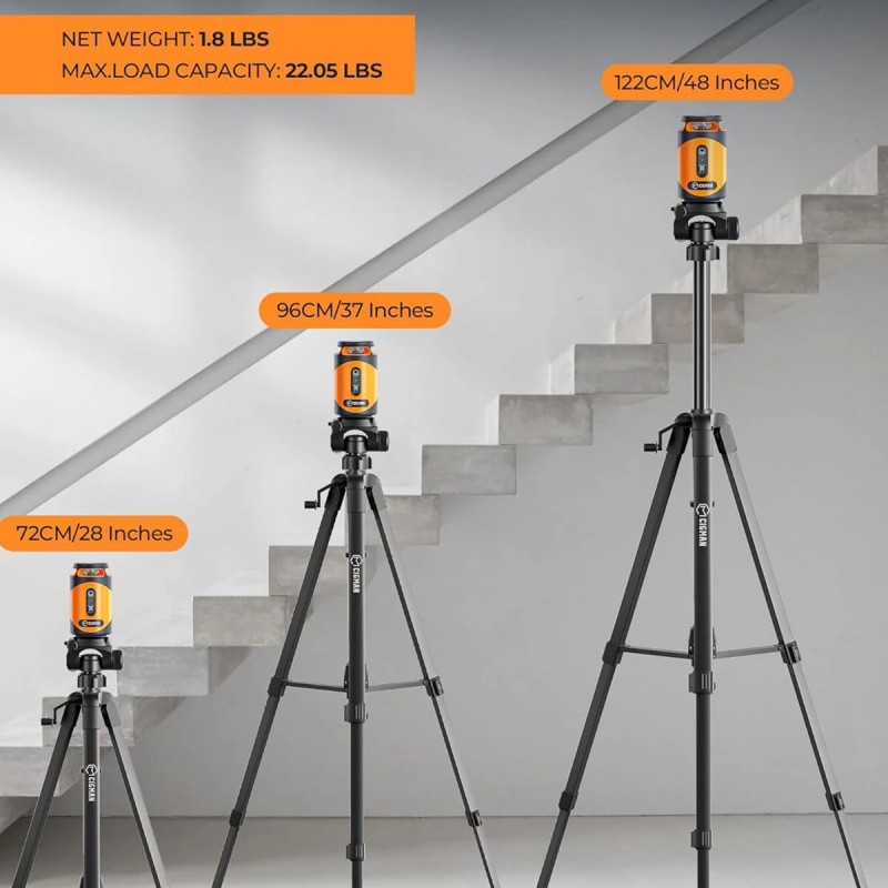 CIGMAN CM-505 vihreä 360-asteinen itsevaaittuva ristiviivalaseri ladattavalla akulla ja jalustolla