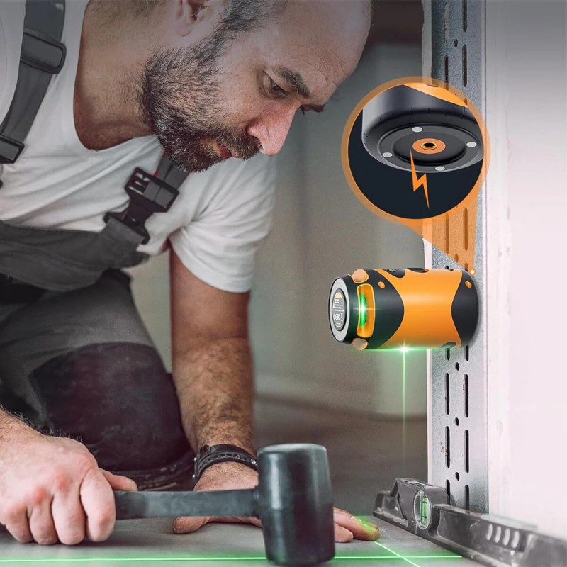 CIGMAN CM-505 vihreä 360-asteinen itsevaaittuva ristiviivalaseri ladattavalla akulla ja jalustolla