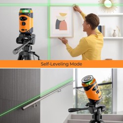 CIGMAN CM-505 vihreä 360-asteinen itsevaaittuva ristiviivalaseri ladattavalla akulla ja jalustolla