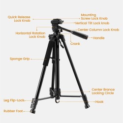 CIGMAN CAT01 laserjalusta säädettävä 0,48–1,43 m 10 kg kantavuus 3-suuntainen pannupää pikakiinnitys laukku