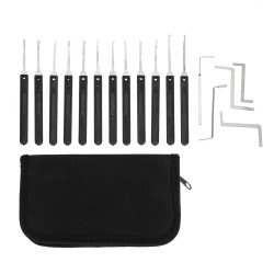 Täydellinen 42-osainen ruostumattomasta teräksestä valmistettu lukkoavaussarja kolmella läpinäkyvällä harjoituslukolla