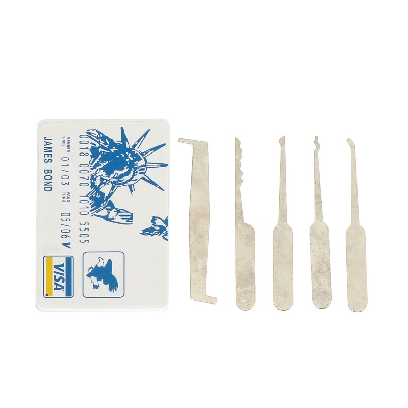 Täydellinen 42-osainen ruostumattomasta teräksestä valmistettu lukkoavaussarja kolmella läpinäkyvällä harjoituslukolla