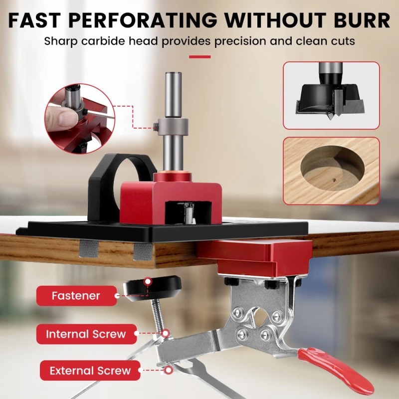 ENJOYWOOD piilosarana porajigi 35 mm:n pikakiinnitys pölyimuriadapterilla alumiiniseos