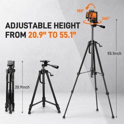 GOCHIFIX viisilinjainen vihreä lasertaso jalustalla kaksi luotipistettä itsevaaittuva kannettava laukku tähtäinlevy paristot