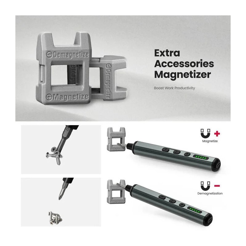 KAIWEETS ES21 tarkkuussähköruuvimeisseli 5 vääntömomenttiasetusta 64 tarkkuuskärkeä USB-C-lataus ergonominen älypuhelimille