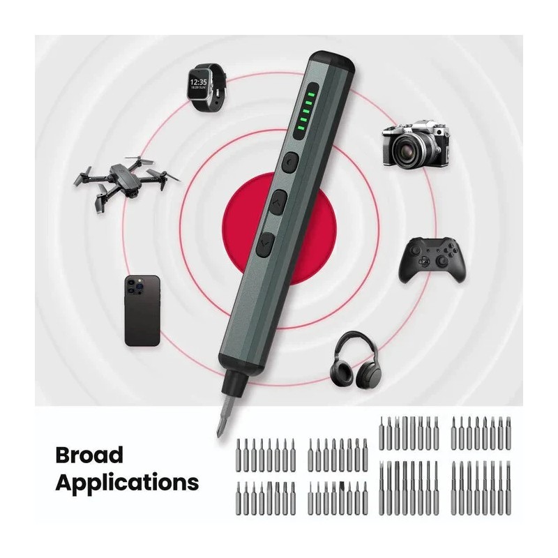 KAIWEETS ES21 tarkkuussähköruuvimeisseli 5 vääntömomenttiasetusta 64 tarkkuuskärkeä USB-C-lataus ergonominen älypuhelimille