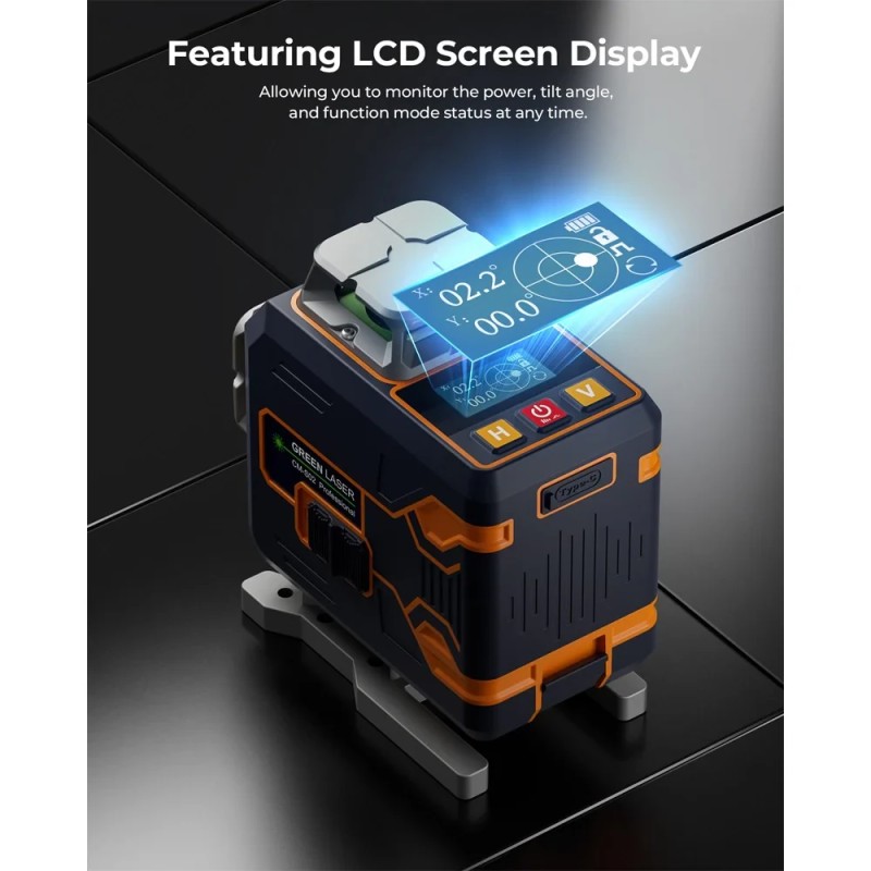 CIGMAN CM-S02 vihreä risti-linjalaser 4x360 itsesäätyvä kaukosäädin akku Type-C IP54