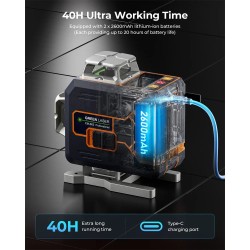 CIGMAN CM-S02 vihreä risti-linjalaser 4x360 itsesäätyvä kaukosäädin akku Type-C IP54