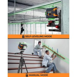 CIGMAN CM-S02 vihreä risti-linjalaser 4x360 itsesäätyvä kaukosäädin akku Type-C IP54