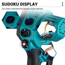 Drillpro 8-tuumainen harjaton akkuketjusaha nopealeikkuinen puuntyöstö puutarhakarsinta sopii Makita 18V-akulle