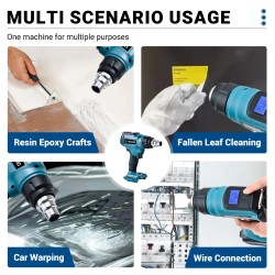 Drillpro 18V kuumailmapistooli LED-näyttö keraaminen lämmityselementti 30–650°C kutistemuovaus juotos ilman akkua