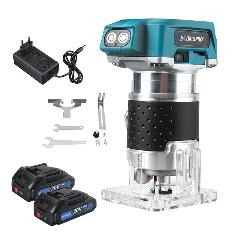 Drillpro akkukäyttöinen harjaton 350W puun trimmeri pienikokoinen reititin urantekoon kaiverrukseen