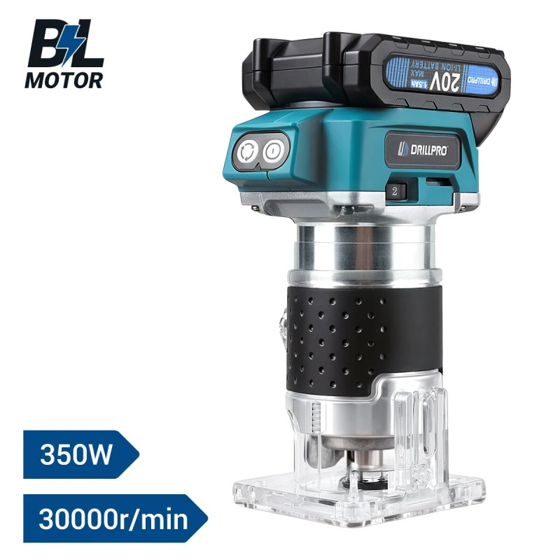 Drillpro akkukäyttöinen harjaton 350W puun trimmeri pienikokoinen reititin urantekoon kaiverrukseen