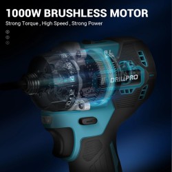 Drillpro 20+1 vaihteinen harjaton sähköruuvimeisseli 1000W korkea vääntömomentti 18V Makita yhteensopiva
