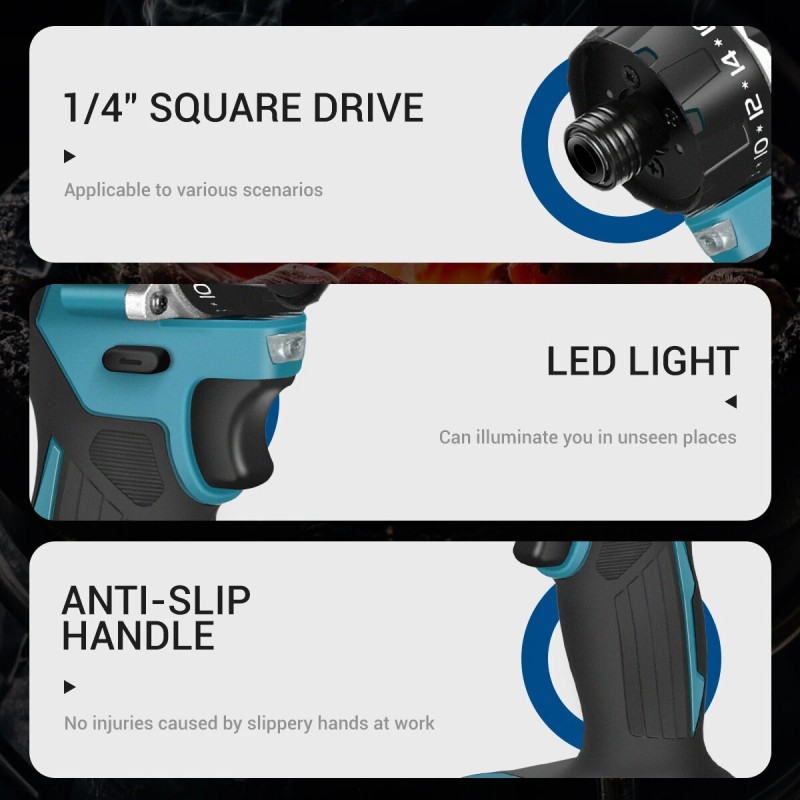 Drillpro 20+1 vaihteinen harjaton sähköruuvimeisseli 1000W korkea vääntömomentti 18V Makita yhteensopiva