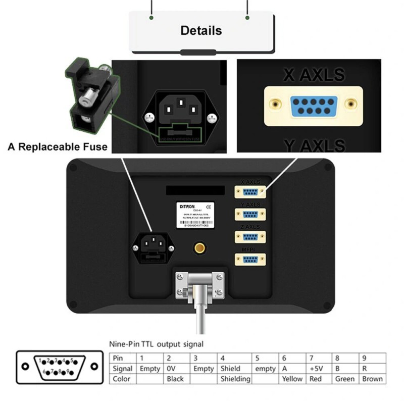 DITRON D80 LCD-näytöllinen 3/4-akselinen DRO digitaalilukija 0,005 mm resoluutio 200-1000 mm