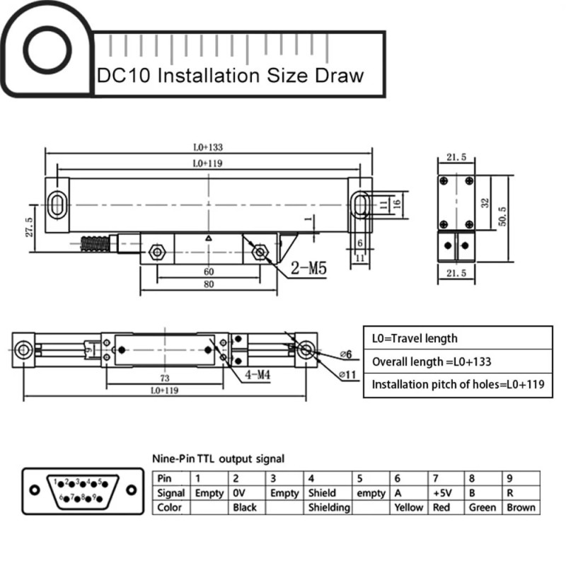 DITRON D80 LCD-näytöllinen 3/4-akselinen DRO digitaalilukija 0,005 mm resoluutio 200-1000 mm