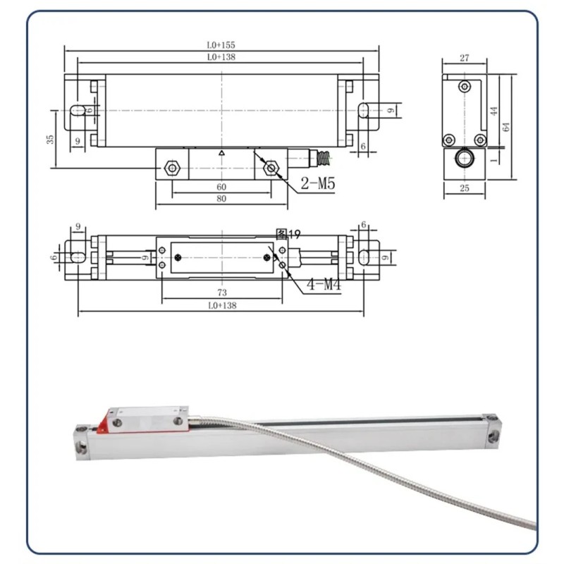 Kompakti led-digitaalinäyttö kaksi tai kolme akselia sorvi jyrsintä 0,1–10 µm resoluutio 100–500 mm lineaarinen asteikko