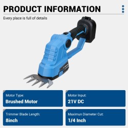 Drillpro sähköinen pensasleikkuri ja ruohotrimmeri 1200 iskua minuutissa harjamoottorilla Makita-yhteensopiva 21 V akku