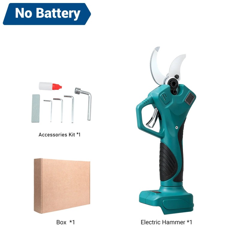 Drillpro sähkökäyttöinen oksasaksi 21V 600W sormisuoja 4-vaihteinen lcd-näyttö 55 mm leikkaushalkaisija akkukäyttöinen