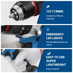 Drillpro akkukäyttöinen porakone harjaton moottori 20V 2,5Ah 120Nm 13mm istukka